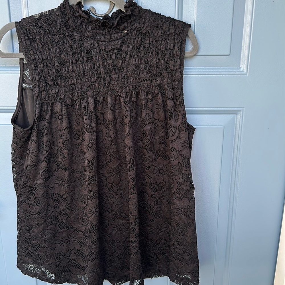 Adiva  black lace blouse size xl